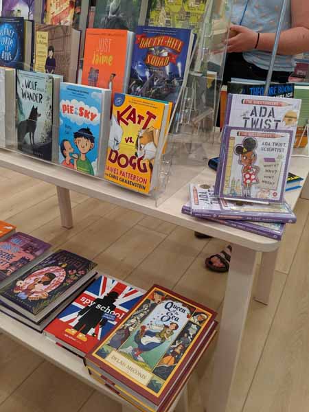 Displays of books at Spark Books