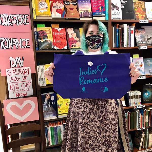 A bookseller at Copperfish Books