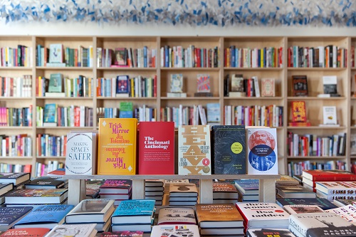 Another view of shelves and art