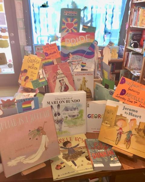 Green Bean Books' Pride display