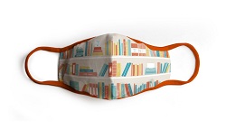 Face mask with bookshelf print