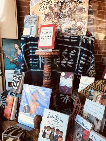 The window of the Vermont Book Shop highlights black history.